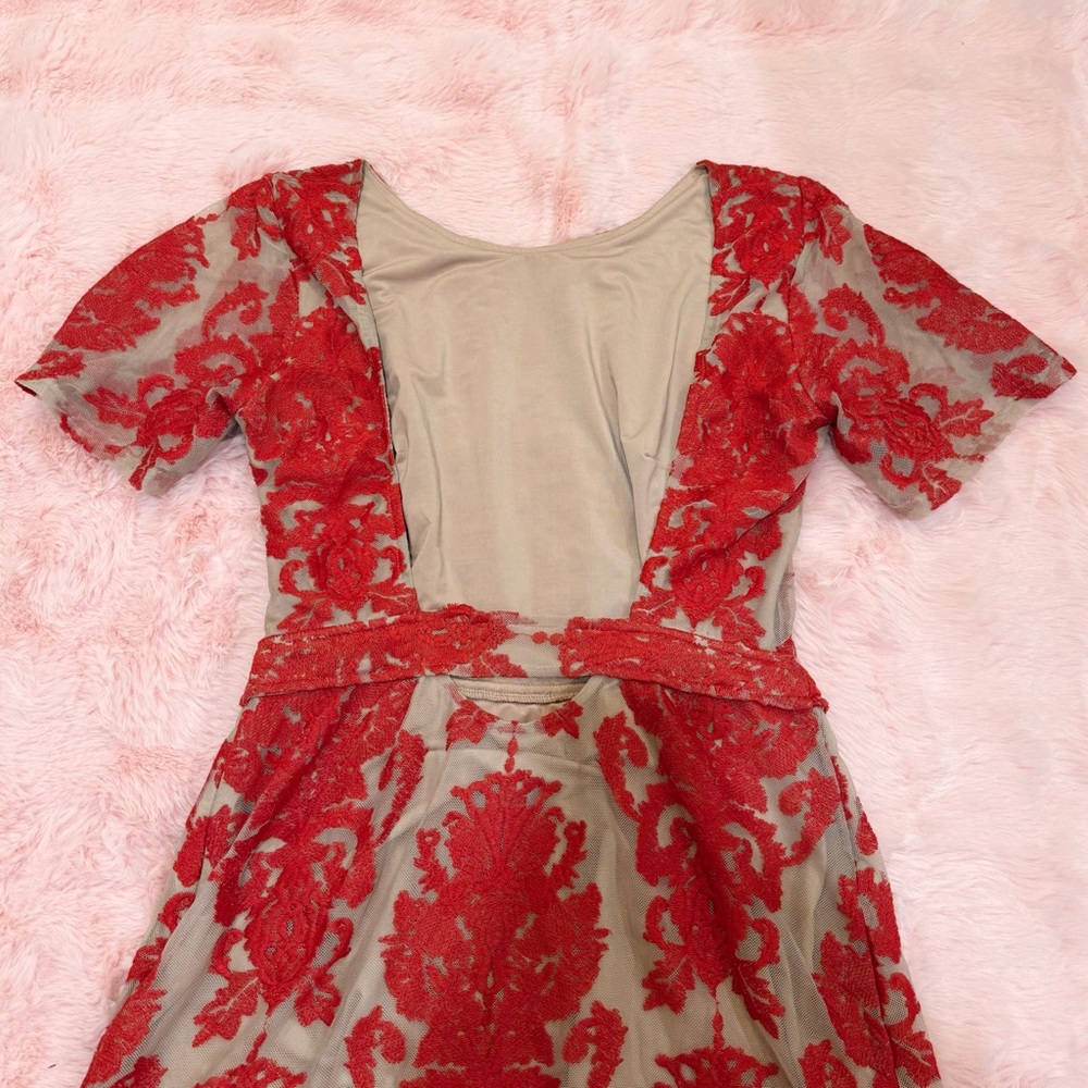 For Love & Lemons San Marcos Red Embroidered Lace Mini Dress - Picture 6 of 7